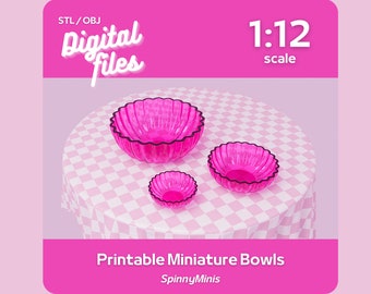 Fichiers numériques - Bols décoratifs miniatures à l'échelle 1:12 - Modèles pour impression 3D (STL / OBJ)