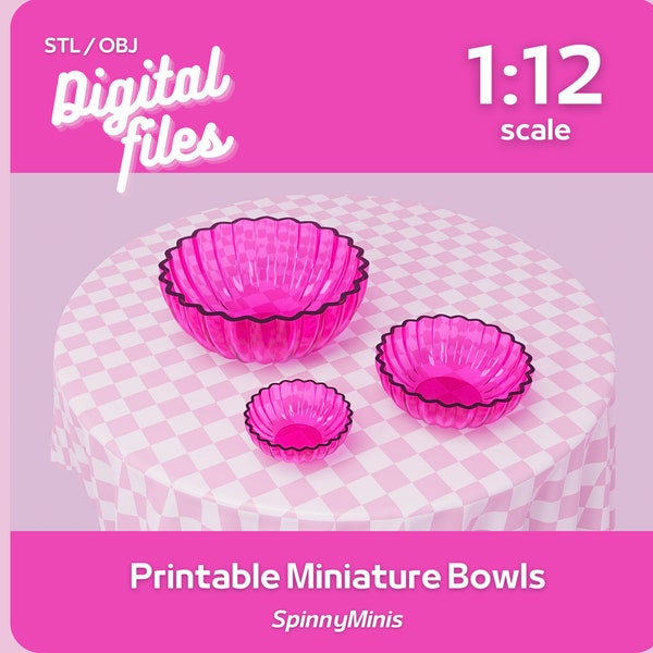Digital Files - 1:12 Miniature Decorative Bowls - Models for 3D Printing (STL / OBJ)