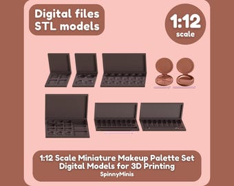 Digital Files - 1:12 Miniature Makeup Palettes Set - Models for 3D Printing (STL)