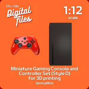 Digital Files - 1:12 Miniature Gaming Console and Controller - Style D - Models for 3D Printing (STL / OBJ)