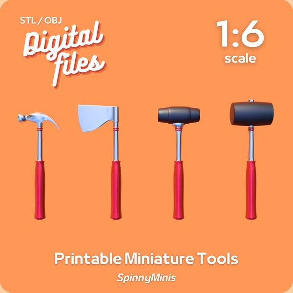 Digital Files - 1:6 Miniature Tools - Models for 3D Printing (STL / OBJ)