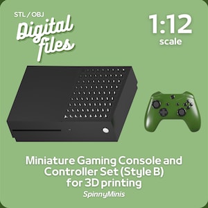 Digital Files - 1:12 Miniature Gaming Console and Controller - Style B - Models for 3D Printing (STL / OBJ)