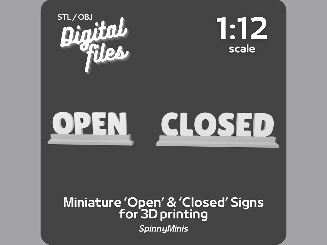 Digital Files - 1:12 Miniature 'open' & 'closed' Standing Signs - Model ...