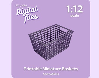 Digital Files - 1:12 Miniature Stackable Basket Container  - Models for 3D Printing (STL / OBJ)