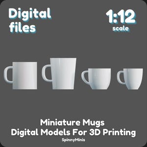 Digitale Dateien - 1:12 Miniature Kaffee-/Teebecher-Tassen - Modelle für den 3D-Druck (STL-Dateien)