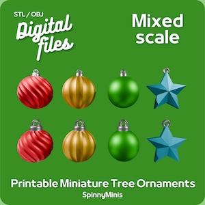 Digital Files - Miniature Christmas Tree Ornaments - Four Styles, Multiple Sizes - Models for 3D Printing (STL / OBJ)