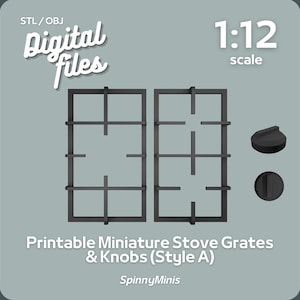 Fichiers numériques - Grilles de cuisinière miniatures 1:12 - Style A - Modèles pour impression 3D (STL / OBJ)