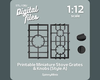 Digital Files - 1:12 Miniature Stove Top Grates Grill - Style B - Models for 3D Printing (STL / OBJ)