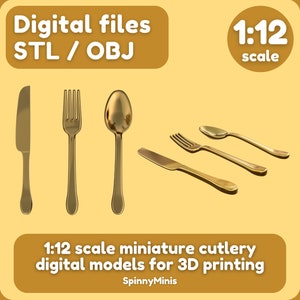 Digitale Dateien - 1:12 Miniaturbesteck - Modell für den 3D-Harzdruck (STL / OBJ Dateien)