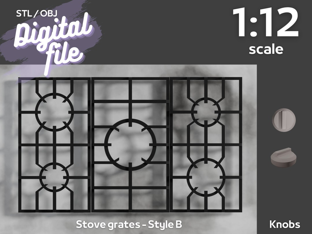 Digital Files 112 Miniature Stove Top Grates Style B Models for 3D