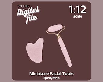 Fichiers numériques - Rouleau pour outils faciaux miniatures 1:12 et gua sha - Modèles pour impression 3D (STL / OBJ)