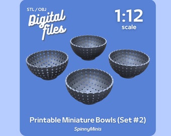 Digitale bestanden – 1:12 decoratieve miniatuurschalen – stijl #2 – modellen voor 3D-printen (STL/OBJ)