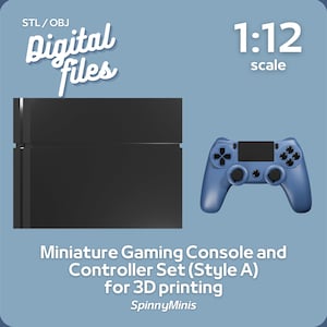 Digital Files - 1:12 Miniature Gaming Console and Controller - Style A - Models for 3D Printing (STL / OBJ)