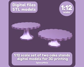 Digital Files - 1:12 Miniature Scalloped Cake Stands - Model for 3D Printing (STL files)