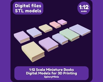 Digitale bestanden - Miniatuurboeken 1:12 - Set van 10 - Modellen voor 3D-printen (STL-bestanden)