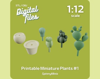 Digital Files - 1:12 Miniature Plant Kit #1 Cactus / Succulents - Models for 3D Printing (STL / OBJ)