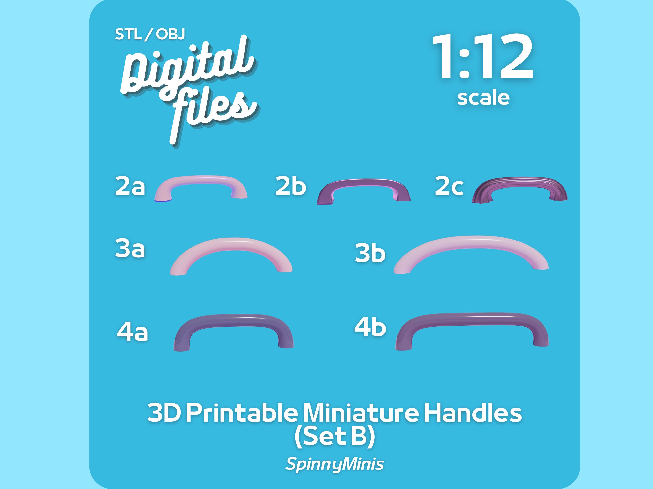 Card Model Rounded Handle Digital Files - 1:12 Miniature Handles for Cabinets, Oven, Fridge Etc ...
