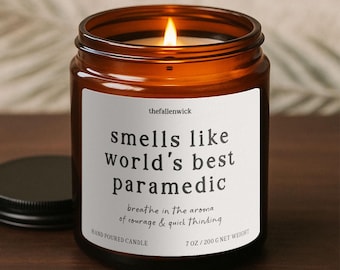 Smells Like World's Best Paramedic, New Job Gift, Promotion Gift, Funny Gift for a Paramedic, Med School Grad, EMT, EMS, Healthcare Worker