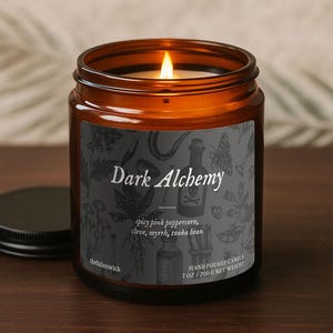 Fall Candle – Dark Alchemy, Autumn Decor, Intention Candle, Witchcraft Candle, Candle Gift, Birthday Gift, Handmade Candle, Witches Candle