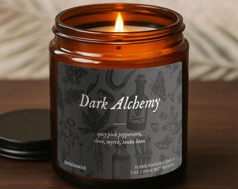 Fall Candle – Dark Alchemy, Autumn Decor, Intention Candle, Witchcraft Candle, Candle Gift, Birthday Gift, Handmade Candle, Witches Candle