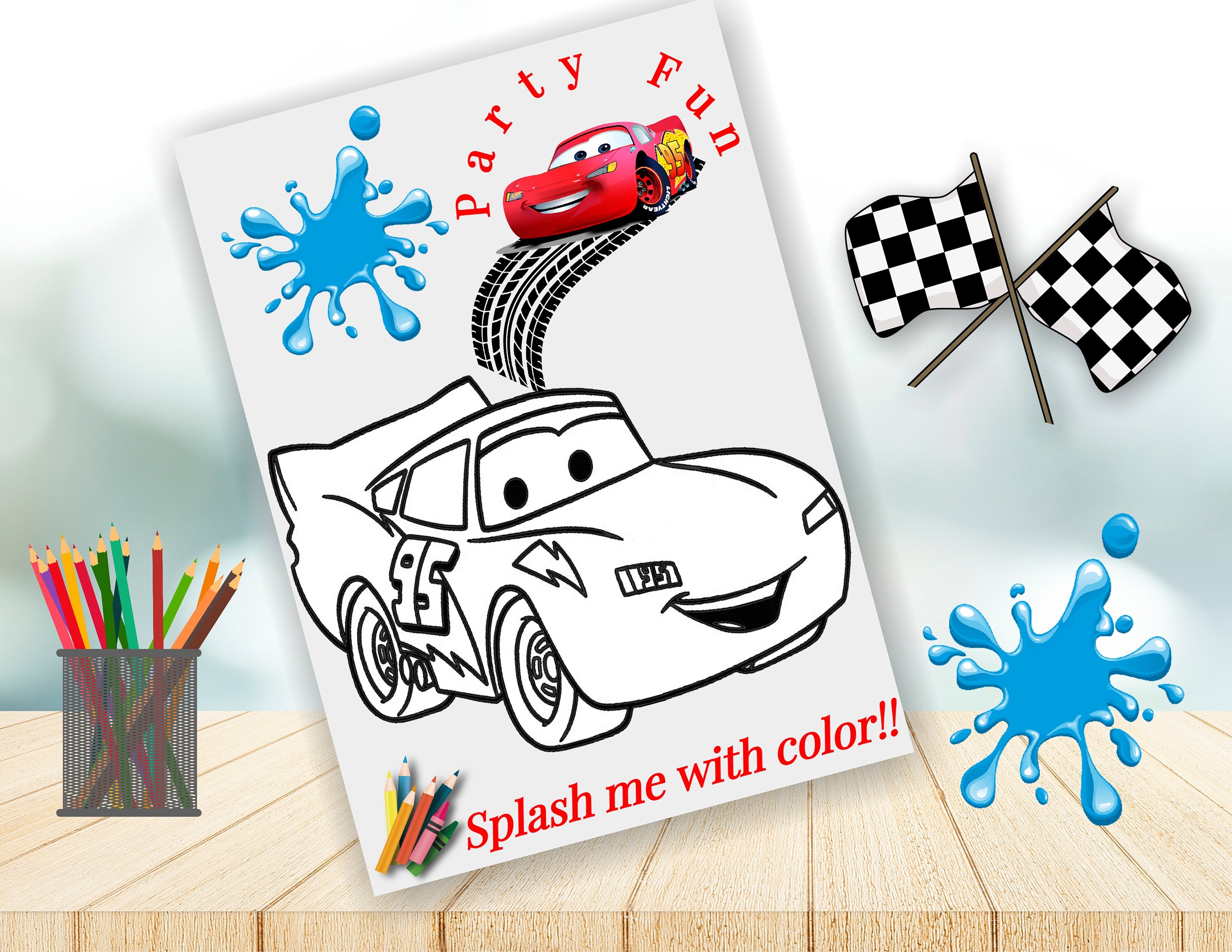 Printable Coloring Page Picture Happy Birthday Cars - Etsy