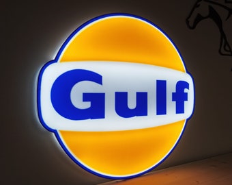 Illuminated Gulf sign