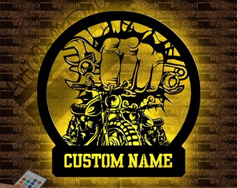 Letrero de metal de herramienta mecánica personalizado, Puño de mecánico de moto personalizado, Decoración LED de metal mecánico, Letrero de metal mecánico, Decoración de pared de metal mecánico