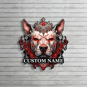 Personalisierte Pit Bull Metall Wand Kunst Benutzerdefinierte Pit Bull Hund Namensschild Hund Hauswand Dekor Pit Bull Metallschild Hundeliebhaber Geschenke