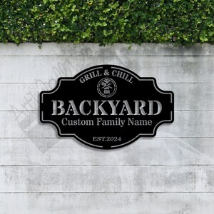 Custom Backyard Metal Sign Bar Grill Sign Grill Metal Sign Bar Metal Sign BBQ Signs Personalized Bar Sign Outdoor Kitchen Metal Sign