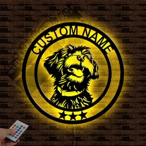 Custom Funny Maltese Lapdog Metal Sign LED Light, Dog Metal Wall Art, Dog Wall Hanging Decor, Dog Lover Gift, Dog Name Sign