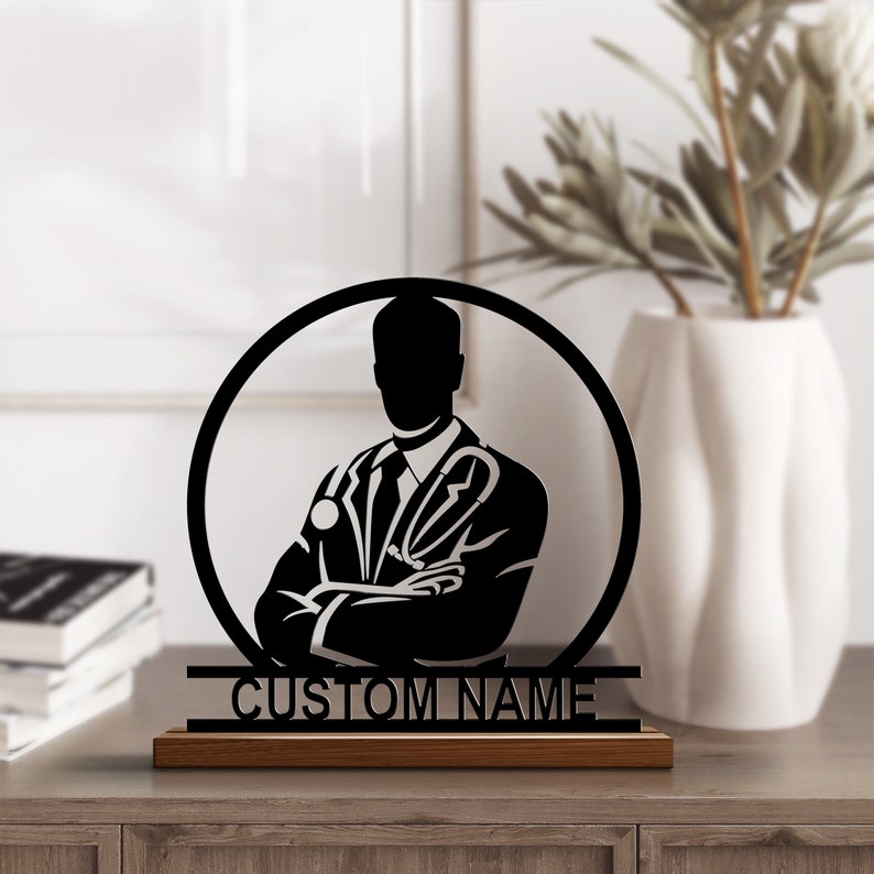 Custom Doctor Art Desk Name Plate Doctor Minimalist Metal Art Etsy