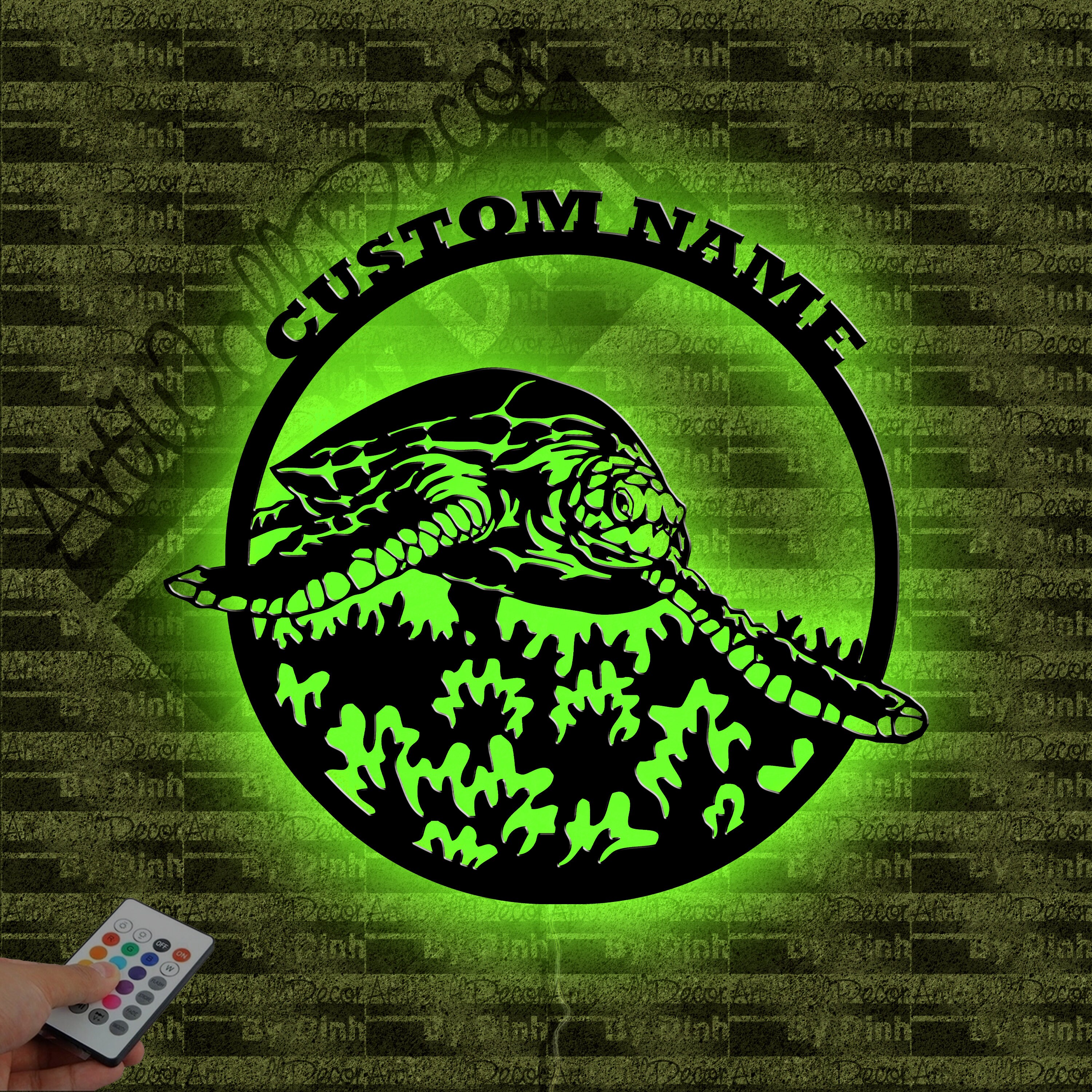 Custom Sea Turtle Metal Sign LED Light, Beach Turtle Metal Wall Art ...