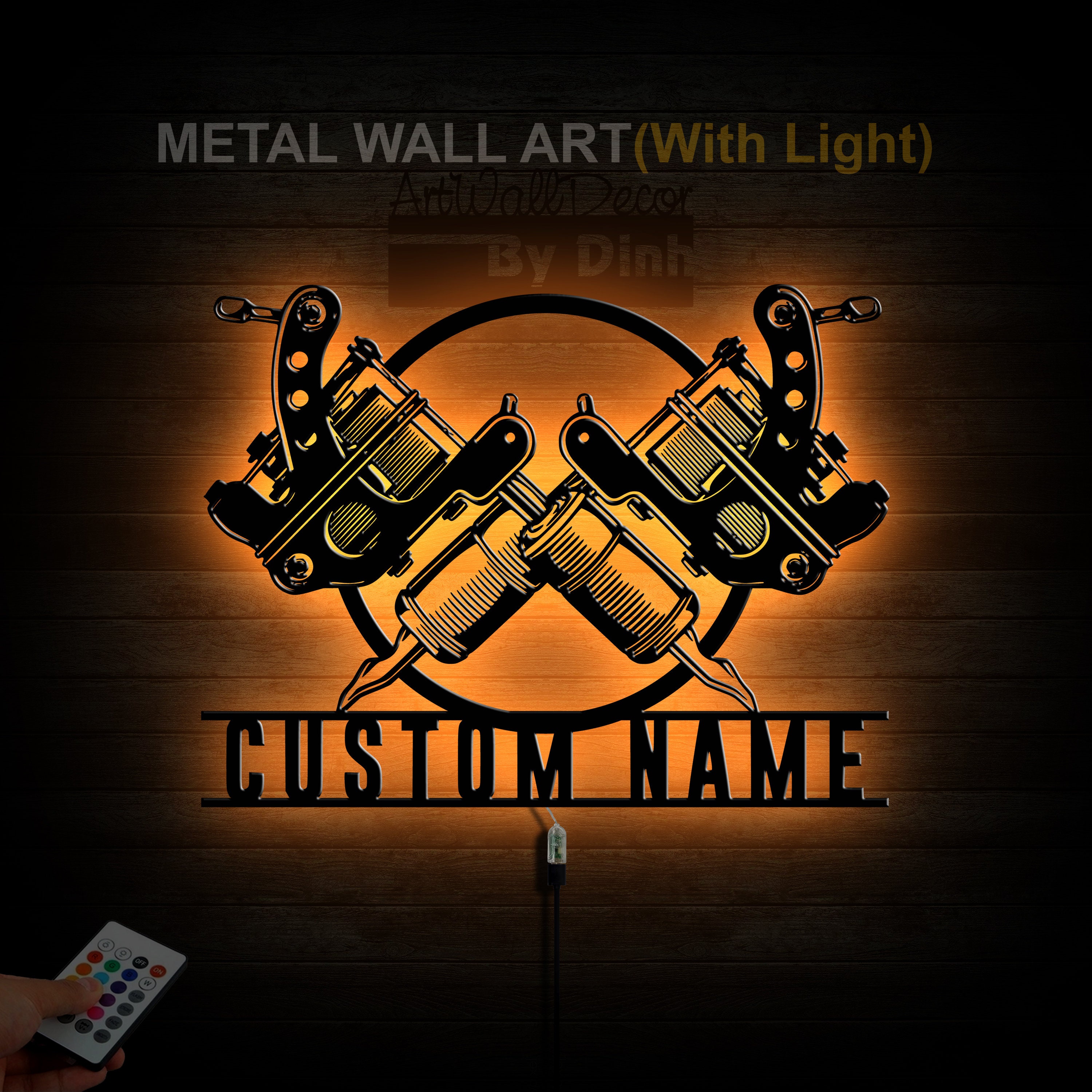 Custom Tattoo Artist Metal Sign LED Light Personalized Ink Studio Wall Art Home Decor Machine Shop Decoration Tattoo Artist Gift