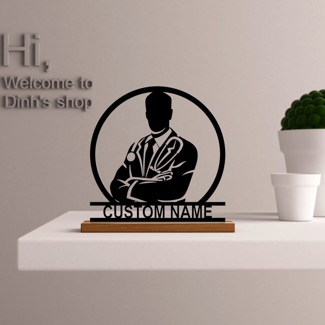 Custom Doctor Art Desk Name Plate Doctor Minimalist Metal Art Etsy
