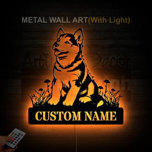 Custom Husky Dog Metal Sign LED Lights Husky Dog Metal Sign Husky Dog Name Sign Siberian Husky Wall Hanging Siberian Husky Neon Decor
