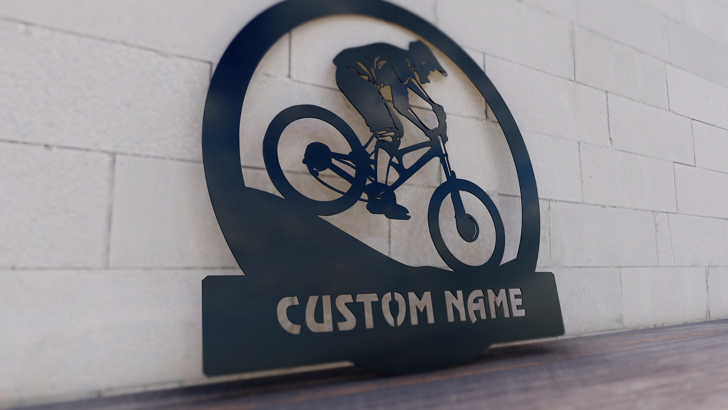 Custom Bicycle Metal Wall Art LED Light, Mountain Bike Metal Sign