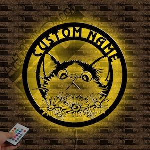 Personalized Cat Metal Wall Art LED Light, Custom Cat Metal Sign, Cat Metal Led Sign, Cat Lover Gift, Cat Decor