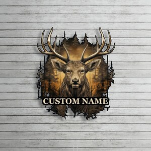 Custom Deer Head Metal Wall Art Deer Hunter Name Sign Deer Wall Decor Deer Home Decor Deer Metal Sign Deer Wall Hanging Deer Hunter Gifts