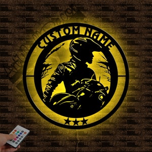 Personalized Motorcycle Metal Sign LED Light, Motorcycle Metal Wall Art, Motorcycle Led Sign, Motorcycle Wall Decor