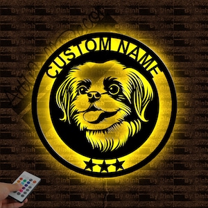 Custom Funny Shih Tzu Dog Metal Sign LED Light, Dog Metal Wall Art, Dog Wall Hanging Decor, Dog Lover Gift, Dog Name Sign