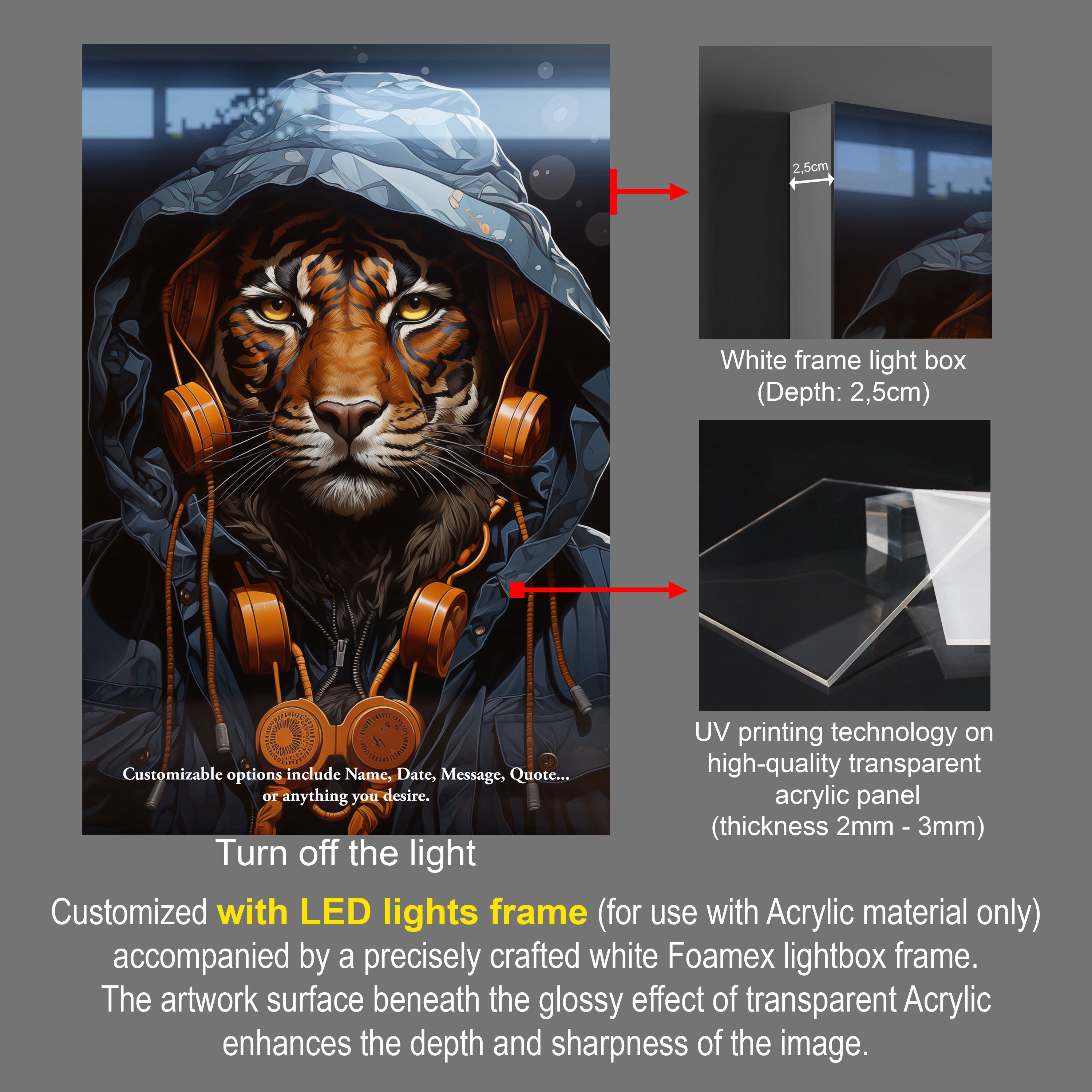 Pug Wall Art Pug Light Box Pug Acrylic Print Pug Faux Stained Glass Pug