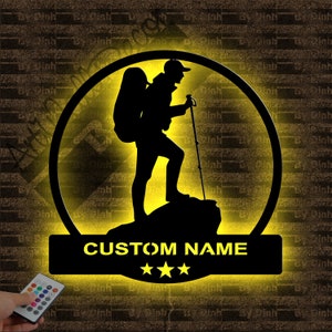 Personalized Climbing Metal Sign LED Light, Climbing Metal Wall Art, Climbing Name Sign, Climbing Wall Hanging Decor, Climbing Lover