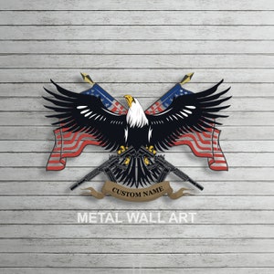 Custom Eagle US Flag Metal Wall Art Patriotism Name Sign Eagle Home Decor Eagle Metal Sign American Eagle Wall Hanging Patriotism Gifts