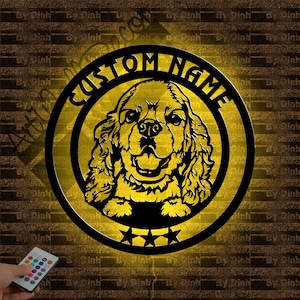 Custom Cocker Spaniel Metal Sign LED Light, Cocker Spaniel Metal Wall Art, Dog House Sign, Dog Wall Art