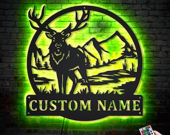 Hunting and Nature Theme Wall Art with Deer Head, Rustic Mountain and Tree Decor, Wildlife Lover Gift Idea, Perfect for Father’s Day