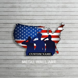 Niestandardowa amerykańska sztuka ścienna z metalu dla weteranów, nazwa wojskowa USA, dekoracja pokoju dla weteranów, metalowy znak dla weteranów, wiszący na ścianie prezent dla weteranów