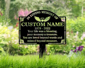 Personalized Memorial Stake Plaque Custom Grave Marker Remembrance Plaque Outdoor Memorial Plate Stake for Mum Dad