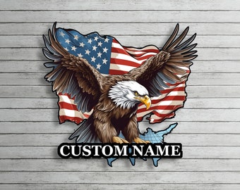 Personalized American Eagle Metal Wall Art US Eagle Wall Decor American Flag Home Decor Eagle Metal Art Eagle Wall Hanging Patriotism Gifts