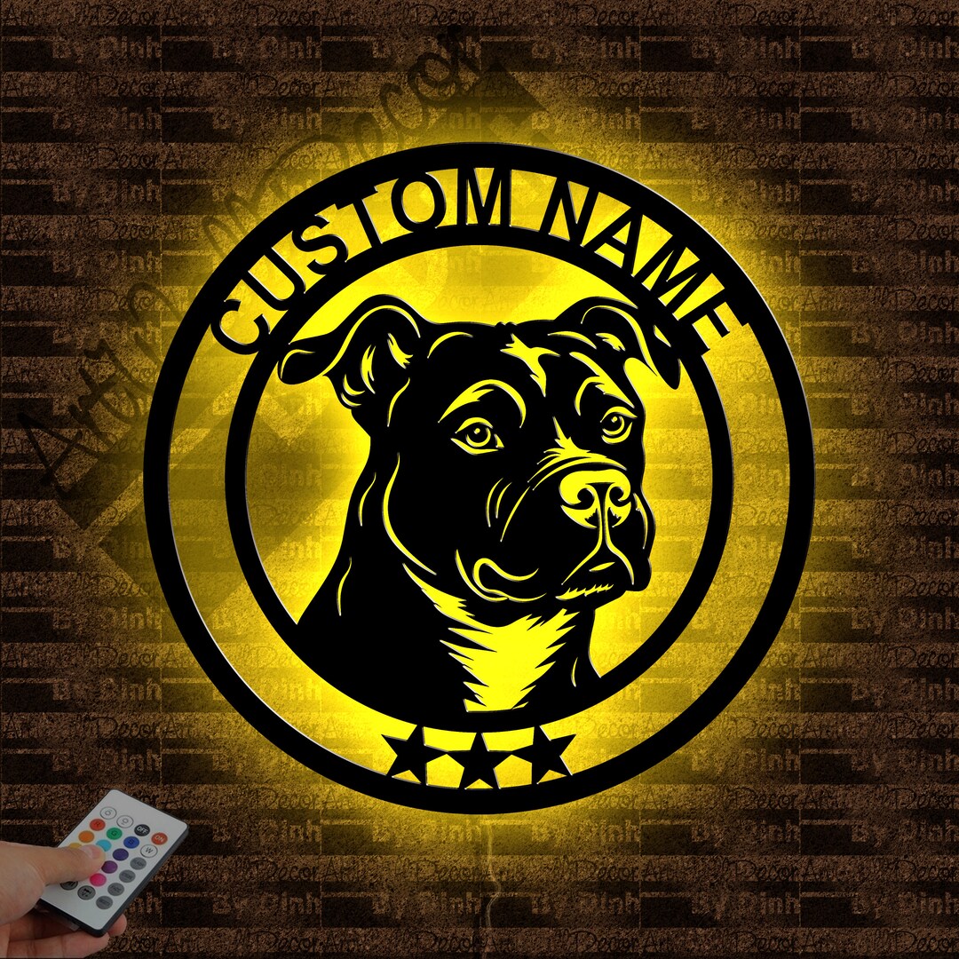 Custom Staffordshire Bull Terrier Dog Metal Sign LED Light, Dog Metal