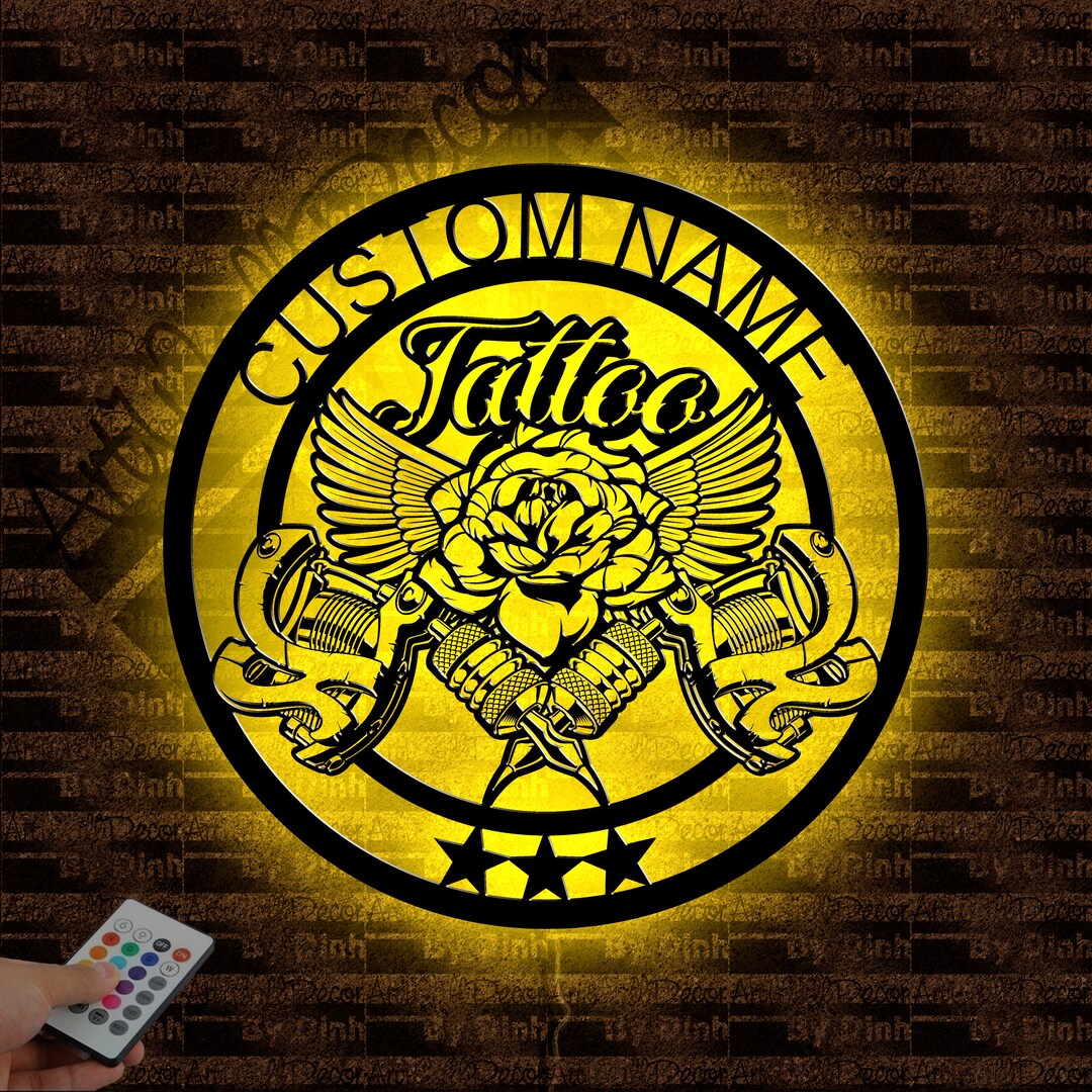 Custom Tattoo Metal Wall Art LED Light, Tattoo Metal Sign, Tattoo